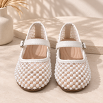 Baletas perlas white