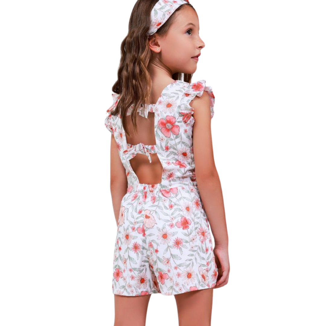 Enterizo floral naranja