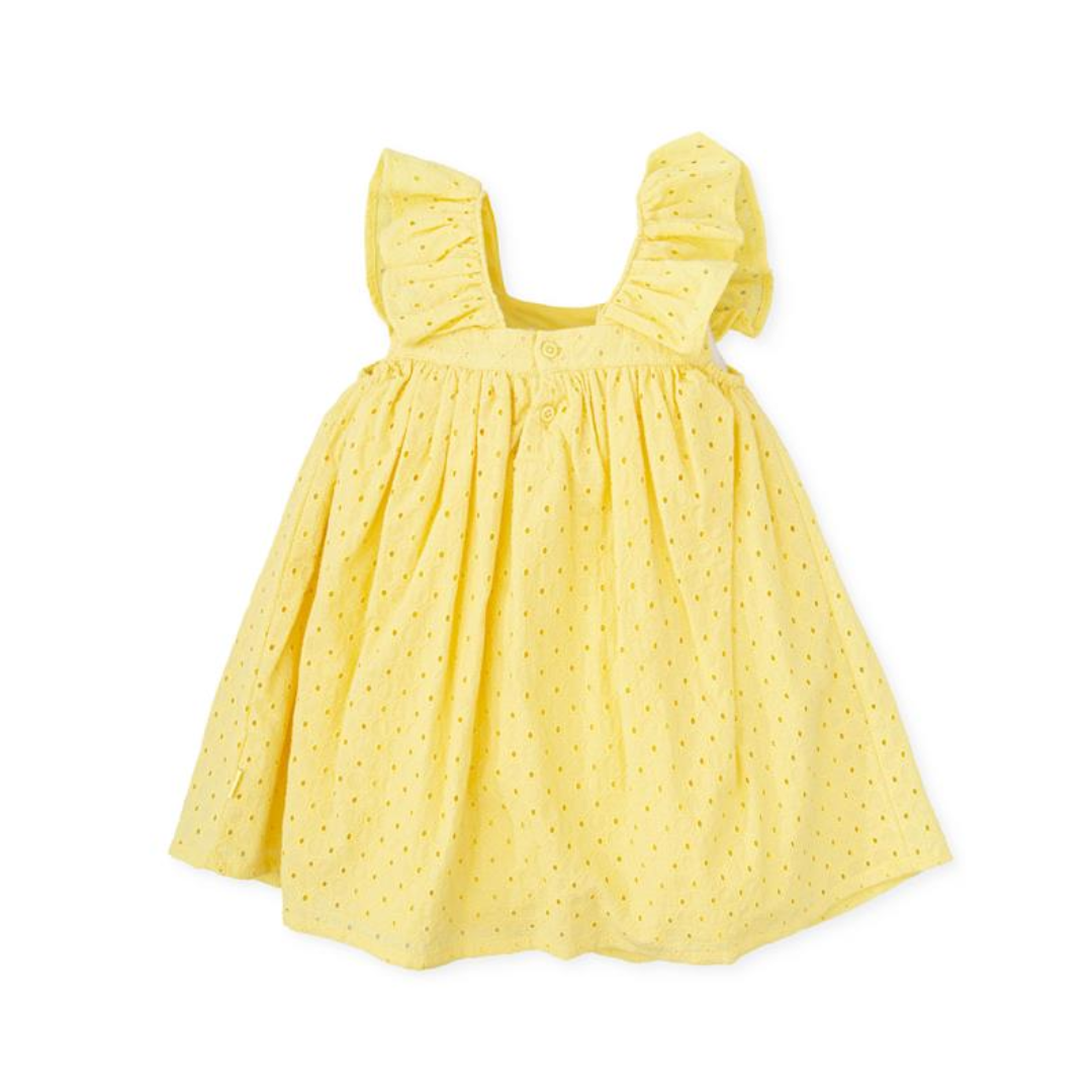 Vestido amarillo de ojalillo