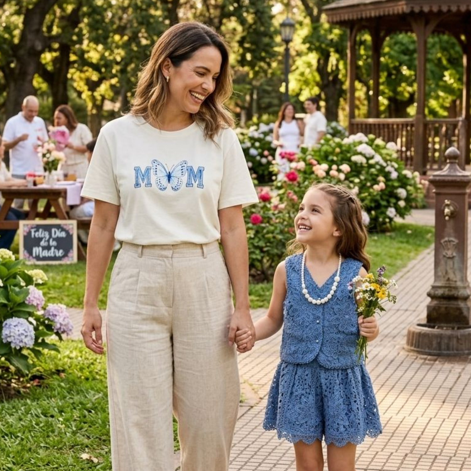 Camiseta Mom blue
