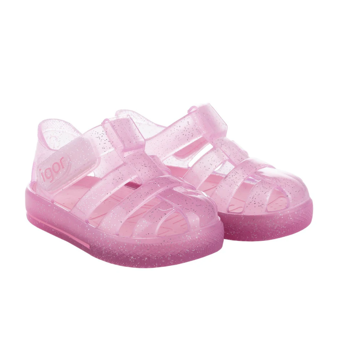 Sandalias Igor Star Glitter Transparente Rosa