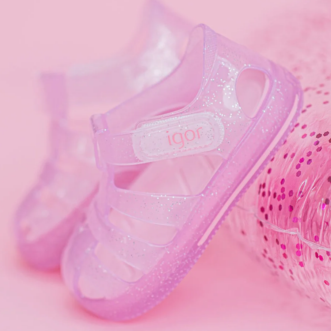 Sandalias Igor Star Glitter Transparente Rosa