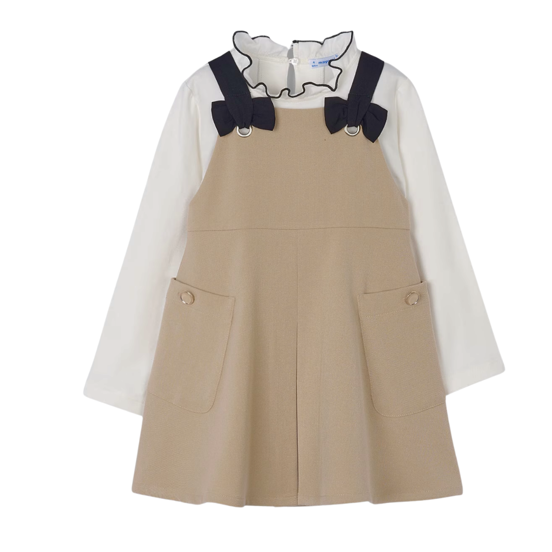 Vestido lazo beige