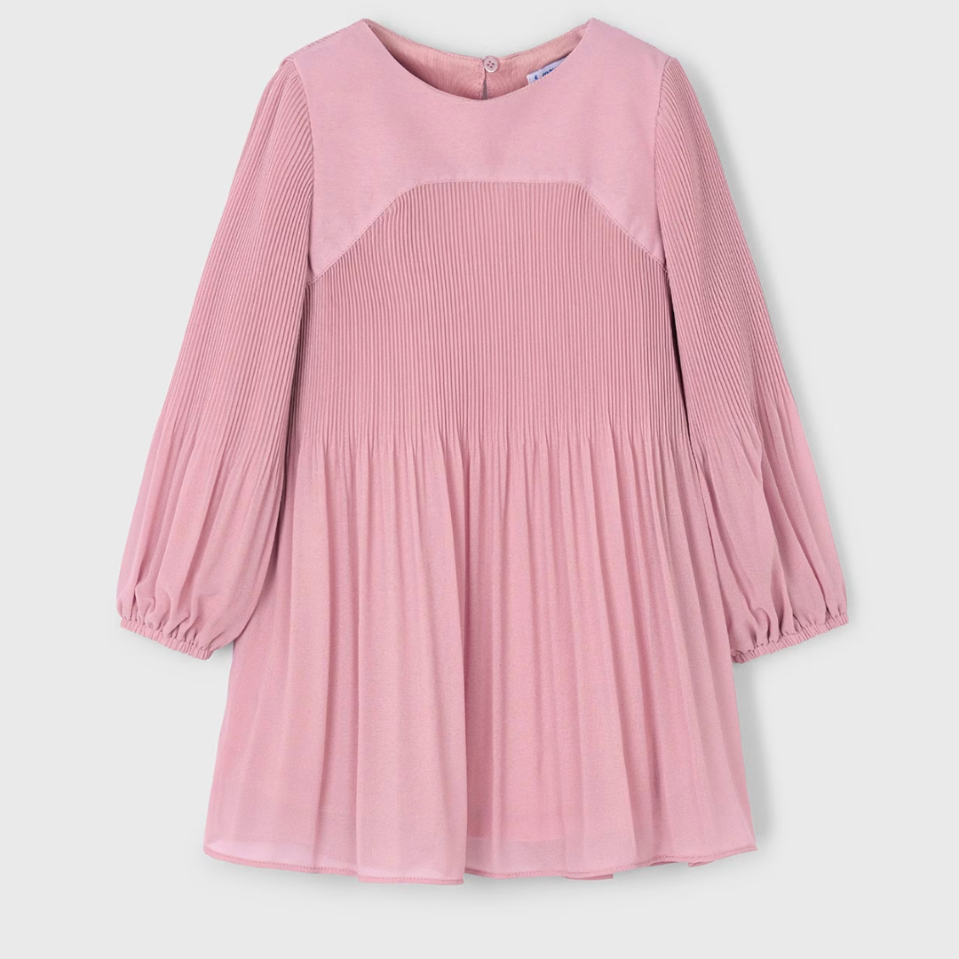 Vestido rosa plisado