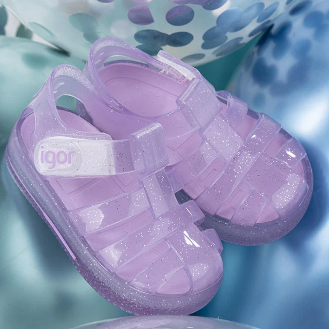Sandalias Igor Star Glitter Transparente Lila