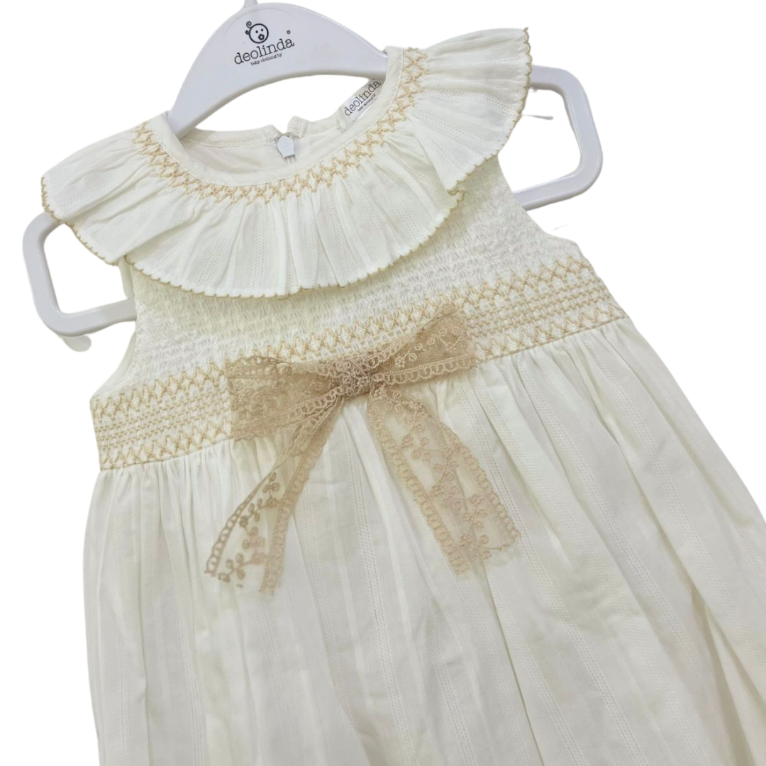 Vestido lazo beige