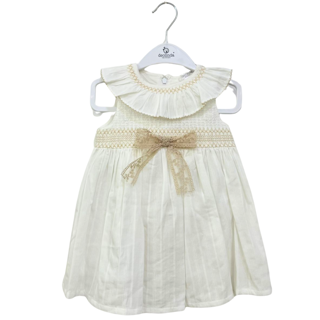 Vestido lazo beige