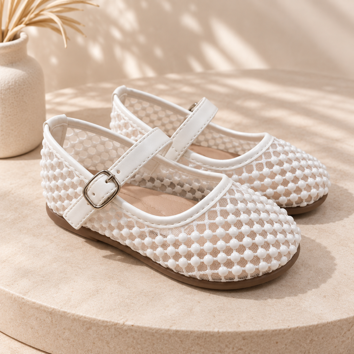 Baletas perlas white