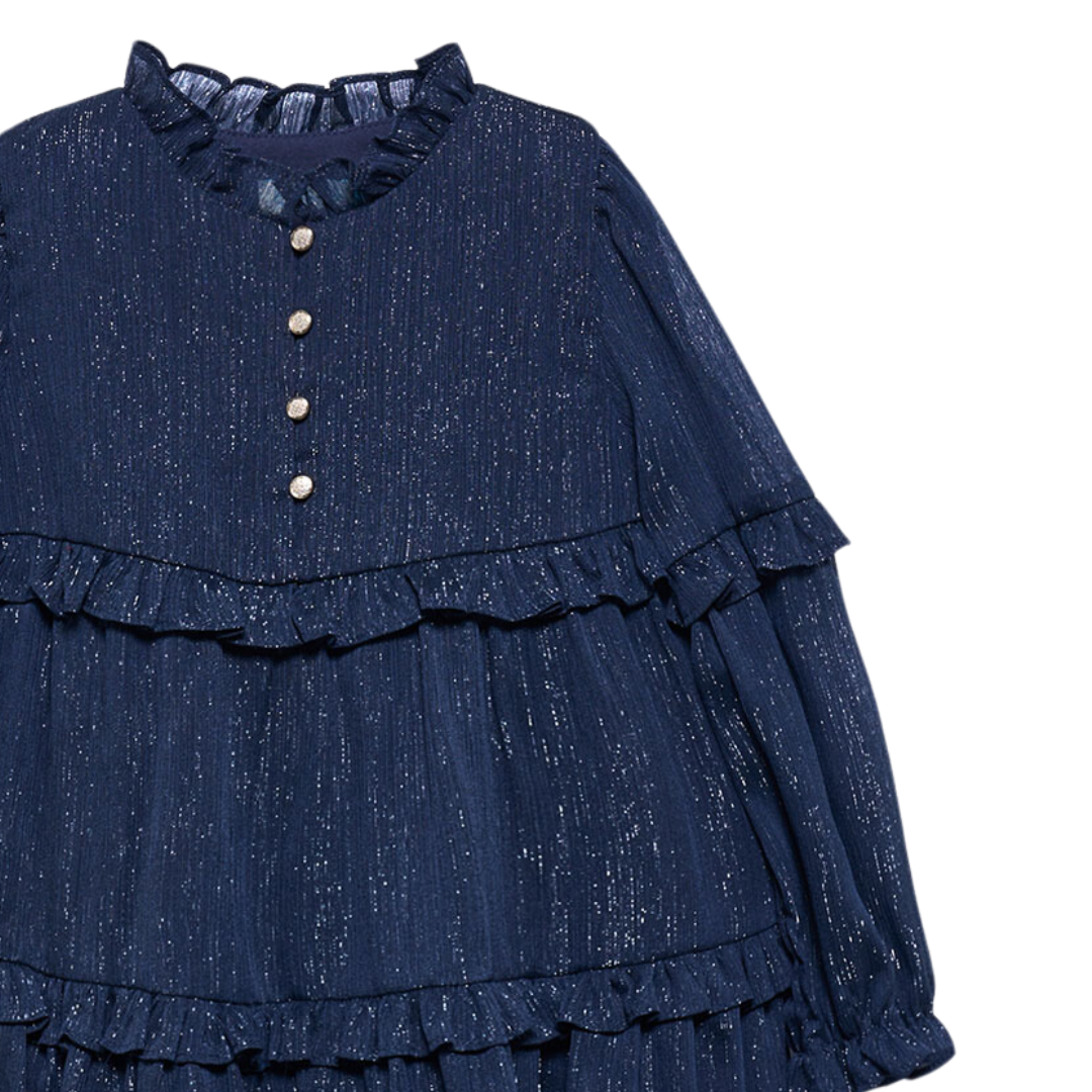 Vestido manga larga azul turqui